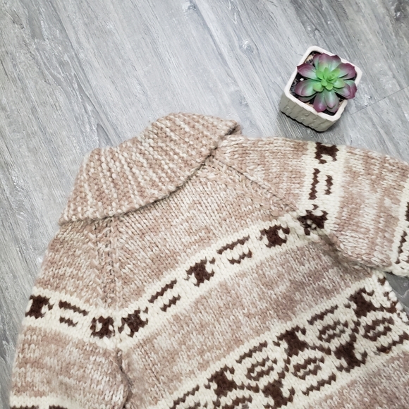 Vintage * Hand Knit Cowichan Sweater * Sz M L XL - Picture 9 of 11